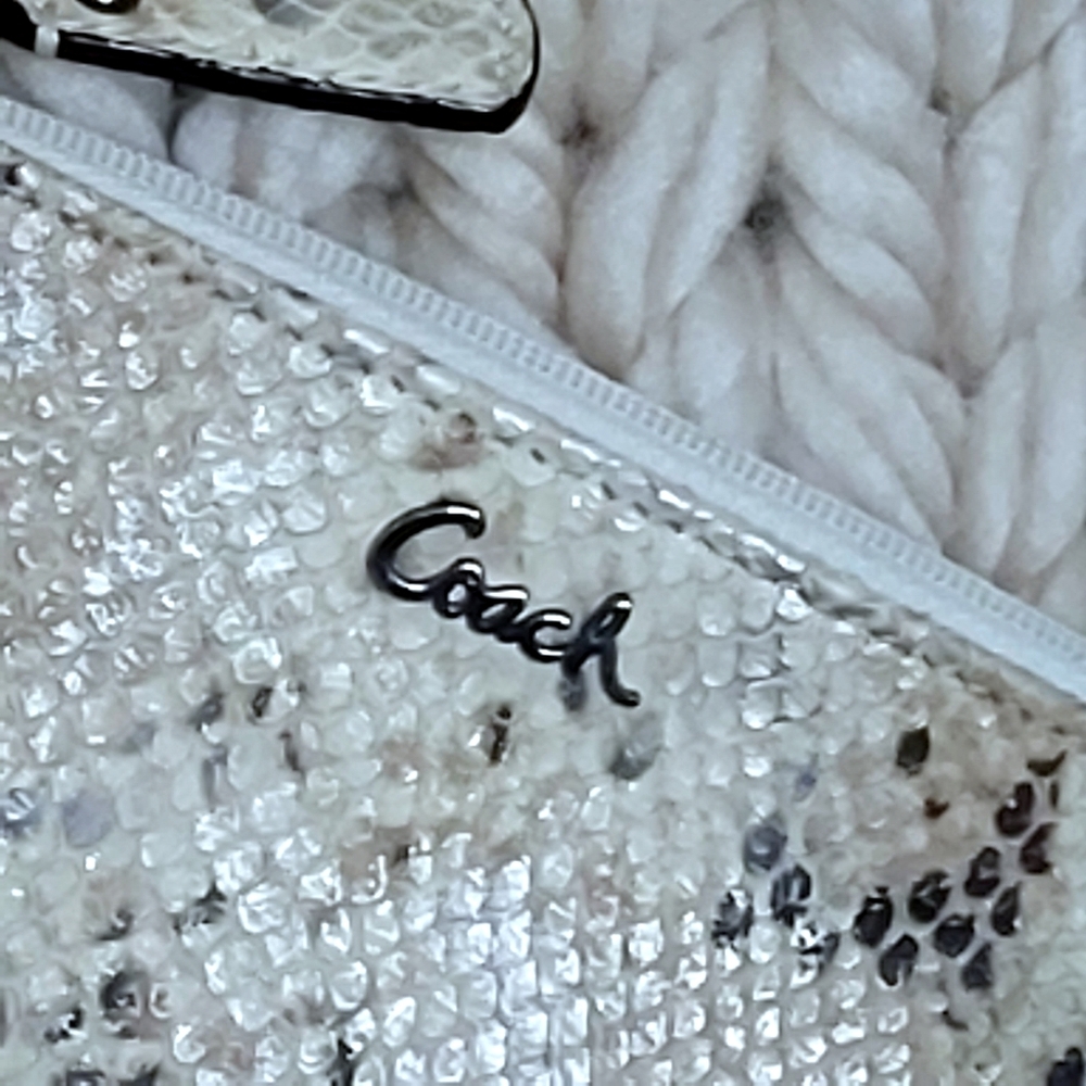 Coach Cream & Gold Python Print Leather Wristlet - Picture 3 of 6